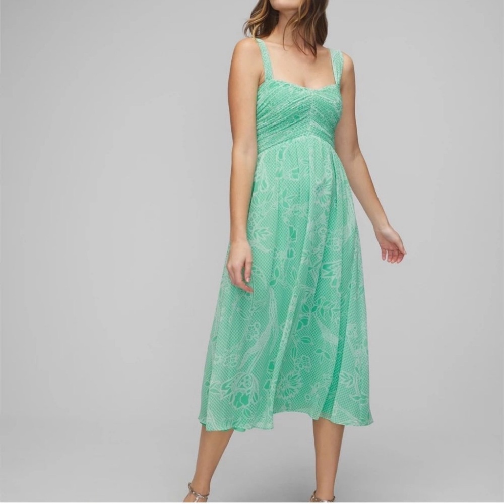 WHBM NWT Sleeveless Pleated Bust Midi Dress NWT
